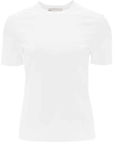 Tory Burch Reguläres T -Shirt mit bestickten Logo - Blanc