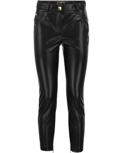 Elisabetta Franchi Pantaloni magri eux in pelle di - Nero