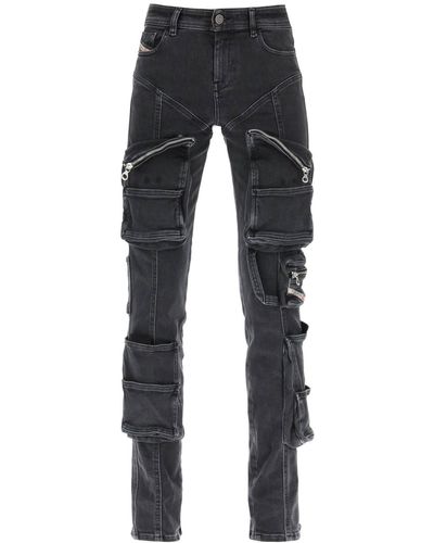 DIESEL 'slandy' Skinny Fit Utility-jeans - Zwart