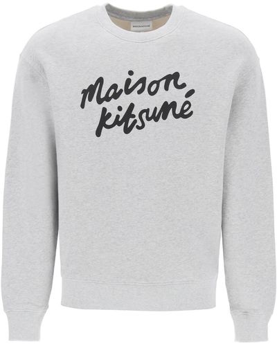 Maison Kitsuné Crewneck Sweatshirt mit Logo - Grau