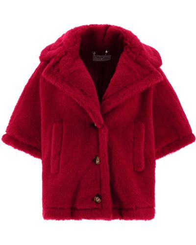 Max Mara Aggio Cape courte en tissu en peluche - Rouge