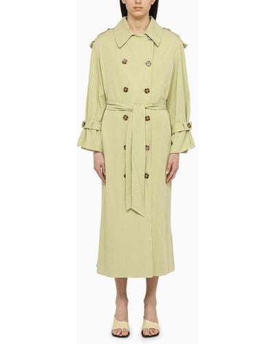 By Malene Birger Green Double Breasted Duster With Belt - Yellow