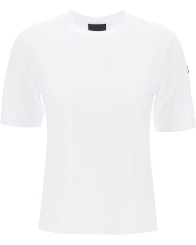 Moncler Reliëf Logo T -shirt - Wit