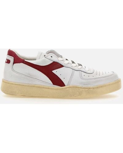 Diadora M Basket Low Used Burgundy Leather Sneakers - Multicolor