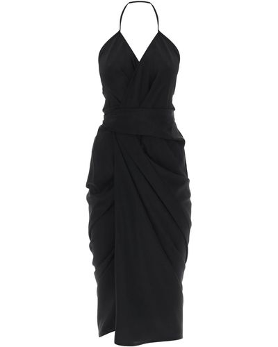 Rick Owens Midi Wrap Kleid - Schwarz