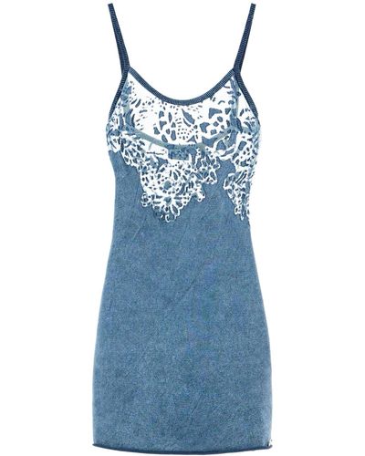 DIESEL 'm Appelle' Mini -jurk Met Devore 'effect - Blauw