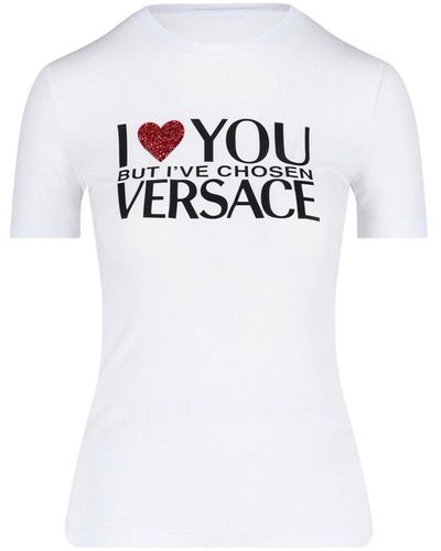 Versace Gedrukt Logo T -shirt - Wit