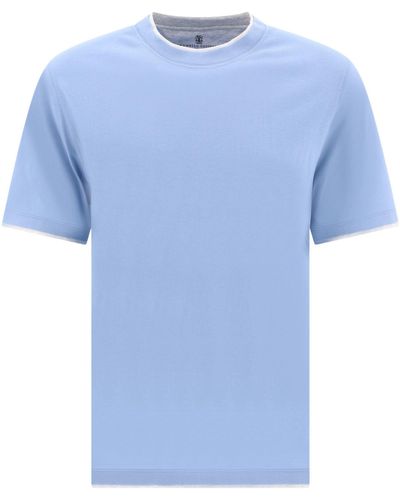 Brunello Cucinelli "Faux Layering" T-Shirt - Blue