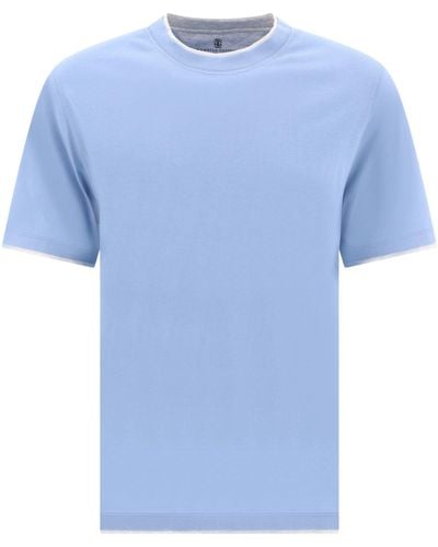 Brunello Cucinelli "Faux Laying" T -Shirt - Blau