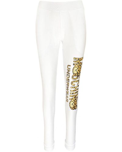 Moschino Leopard Logo Track Pants - White