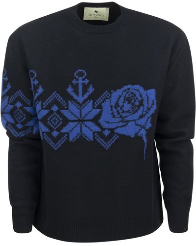 Etro Inlaid Jacquard Sweater - Blue