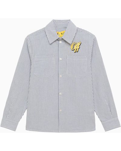 Off-White c/o Virgil Abloh Off Cotton Striped Shirt With Baseball Logo - Blue