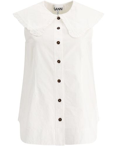 Ganni Damen baumwolle hemd - Weiß