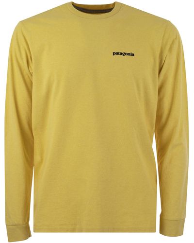 Patagonia Camiseta de la con logotipo mangas largas - Amarillo