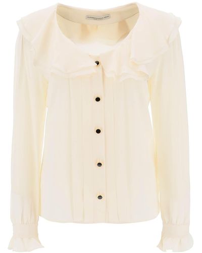 Alessandra Rich Crepe de Chine Blusa con adornos - Neutro