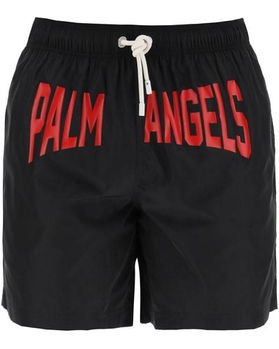 Palm Angels "sea Bermuda Shorts Met Logo -print - Zwart