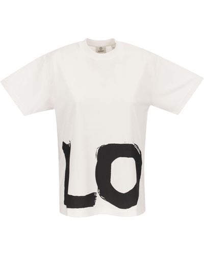 Burberry Carrick Love Print Cotton T-shirt surdimensionné - Blanc