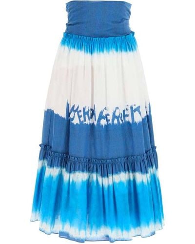 Alberta Ferretti Falda midi con efecto tie-dye - Azul