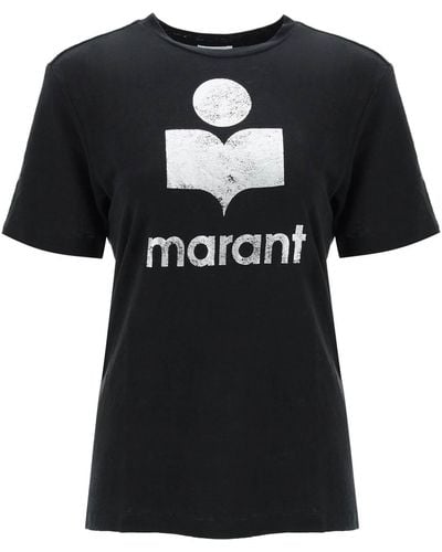 Isabel Marant 'zewel' T -shirt Mit Metallischem Logo - Zwart