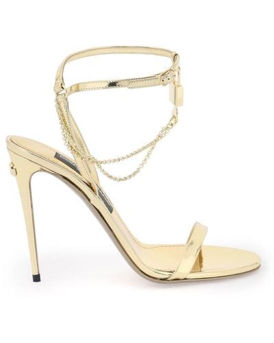 Dolce & Gabbana Gelamineerde Lederen Sandalen Met Charme - Metallic