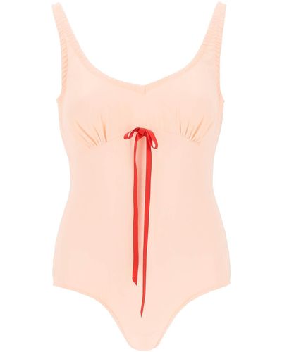 Simone Rocha Silk Blend Bodysuit mit Bugdetails - Pink