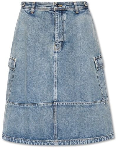 Balenciaga Oversize Denim Skirt - Bleu