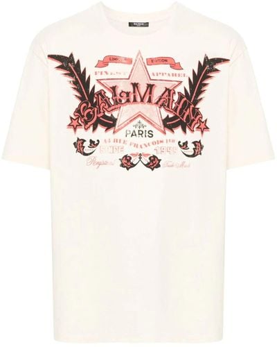 Balmain Man Creme/Multico T -Shirt und Polo CH1 EG000 GD28 - Pink