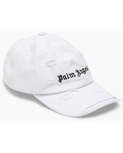 Palm Angels Weißer Hut mit Verschleiß und Logo - Blanc