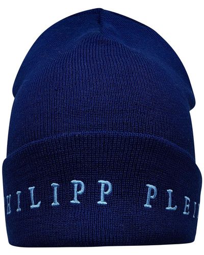 Philipp Plein Wool Blend Beanie - Blue