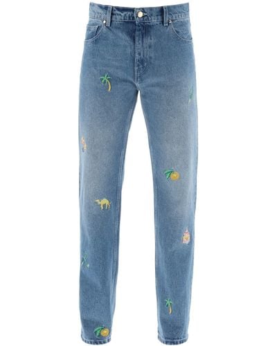 Casablancabrand Jeans rectos bordados de - Azul