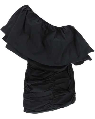 ROTATE BIRGER CHRISTENSEN Robe courte Taft plissé à épaules dénudées - Noir