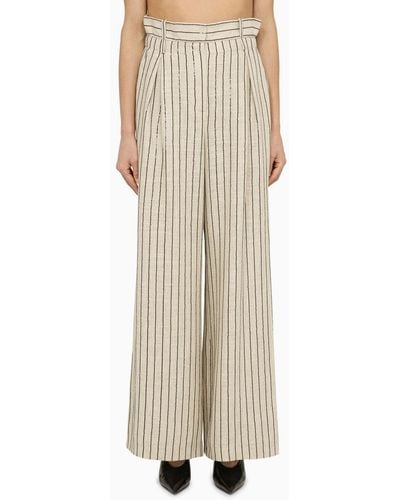 The Mannei Ludvika Linen Blend Striped Pants - Natural