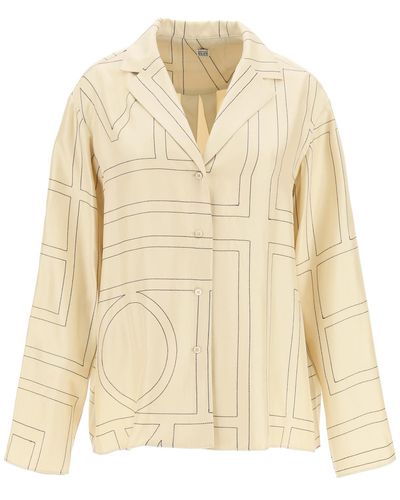 Totême Monogram Zijden Twill Pyjama Shirt - Naturel