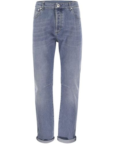 Brunello Cucinelli Fünf Taschen Freizeitfit Hose im leichten Jeans - Blau