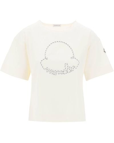 Moncler T -shirt Met Nautisch Touwlogo -ontwerp - Wit