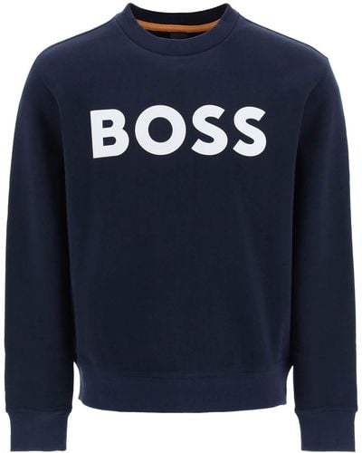 BOSS by HUGO BOSS Crew Neck Sweatshirt mit Logo -Druck - Blau