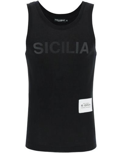 Dolce & Gabbana Sicilia print re edition tanque camiseta sin mangas - Negro