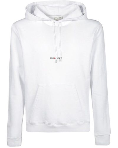 Saint Laurent Sweatshirt Aus Jersey Mit Kapuze Mit Logodetail - Weiß