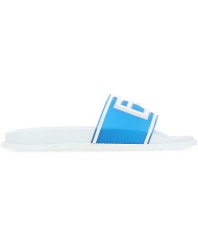 Fendi Rubberen Logo-slippers - Blauw