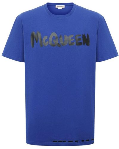 Alexander McQueen Camiseta de logotipo de - Azul