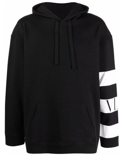 Valentino Striped Logo Hooded Sweatshirt - Zwart