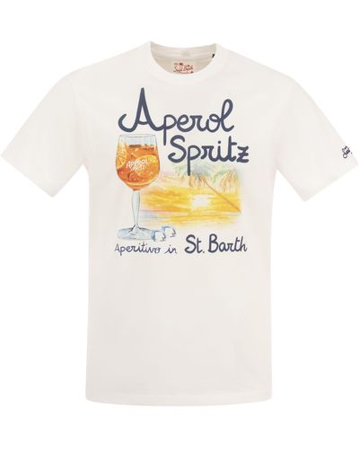 Mc2 Saint Barth Cotton T -Shirt mit Aperol Spritz Druck - Weiß
