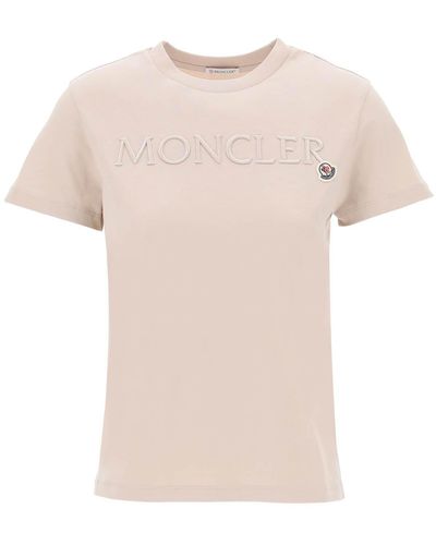 Moncler Geborduurd Logo T -shirt - Roze