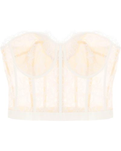 Alexander McQueen Beschnittenes Bustier Top In Spitze - Wit