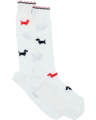 Thom Browne Hector Socks In Cotton Piqué - Wit
