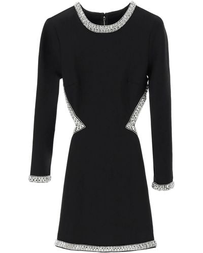 retroféte 'naomi' Jersey Mini-jurk Met Kristallen Zwart