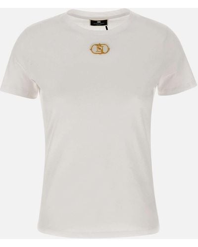Elisabetta Franchi White Urban Cotton Jersey T Shirt - Weiß