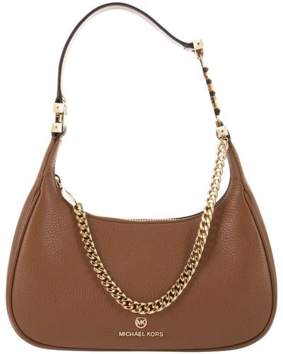 Michael Kors Piper - Small Grained Leather Shoulder Bag - Brown