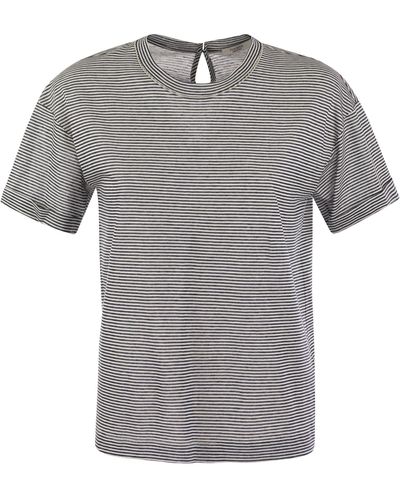 Peserico Lightweight Striped Jersey T-Shirt And Punto Luce - Gray