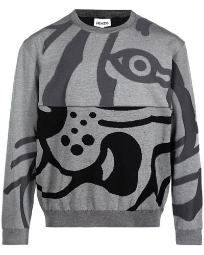 KENZO Abstract Tiger Print Sweatshirt - Grijs